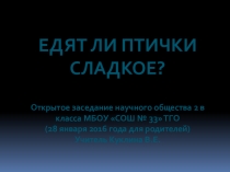 Презентация по внеурочной деятельности на тему Едят ли птицы сладкое