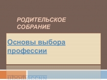 Презентация к родительскому собранию Выбор профессии