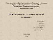 Использование тестовых заданий на уроках.