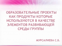 Образовательные проекты как продукты которые используются в качестве элементов развивающей среды группы