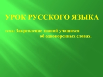 Презентация по русскому языку Закрепление знаний учащихся об однокоренных словах