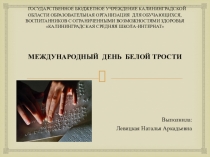 Данная презентация может быть использована для проведения внеклассных мероприятий к Дню белой трости (15.10), Международному дню слепых (13.11.) и Международному дню инвалидов.