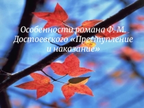 Особенности романа Ф.М.Достоевского Преступление и наказание