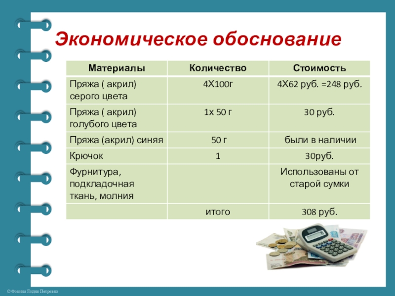 Проект по технологии Волшебный крючок Экономическое обоснование Экономическое обоснование