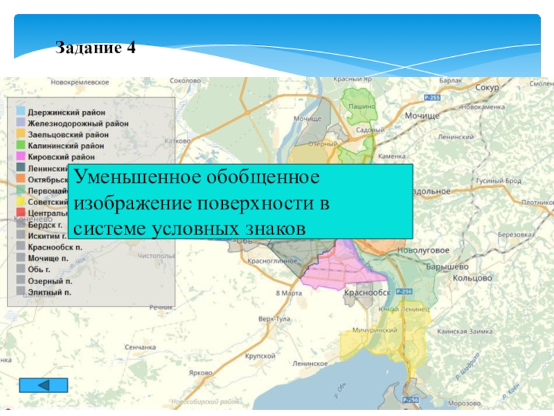 Обобщение по теме формы представления информации Задание 4 Уменьшенное обобщенное изображение поверхности в системе условных знаков Задание 4 Уменьшенное обобщенное изображение поверхности в системе условных знаков