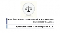 Презентация по учебной дисциплине Основы бухгалтерского учета на тему 4 Типы балансовых изменений и их влияние на валюту баланса