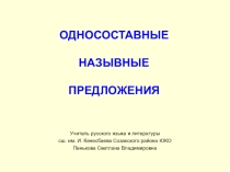 Презентация по русскому языку на тему Назывные предложения