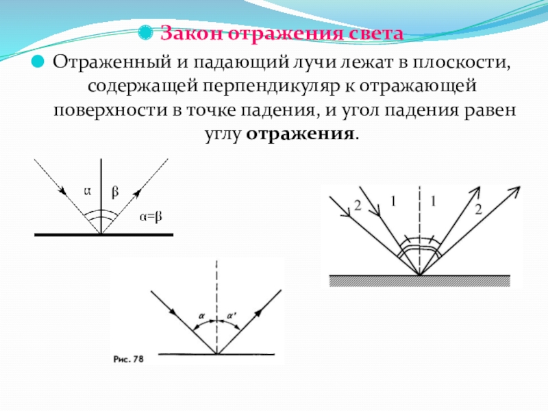 Какие углы называют углом падения и углом отражения светового луча чертеж