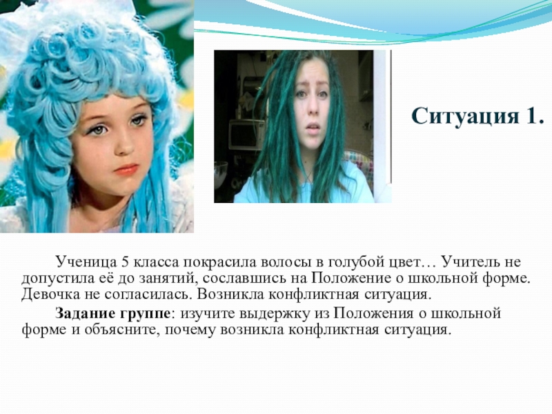 Педсовет на тему: Локальные акты школы Ситуация 1. Ученица 5 Ситуация 1. Ученица