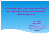 Развитие любознательности детей посредством экспериментальной деятельности
