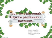 Презентация по теме Мир растений. наука о растениях - ботаника, 6 класс, биология