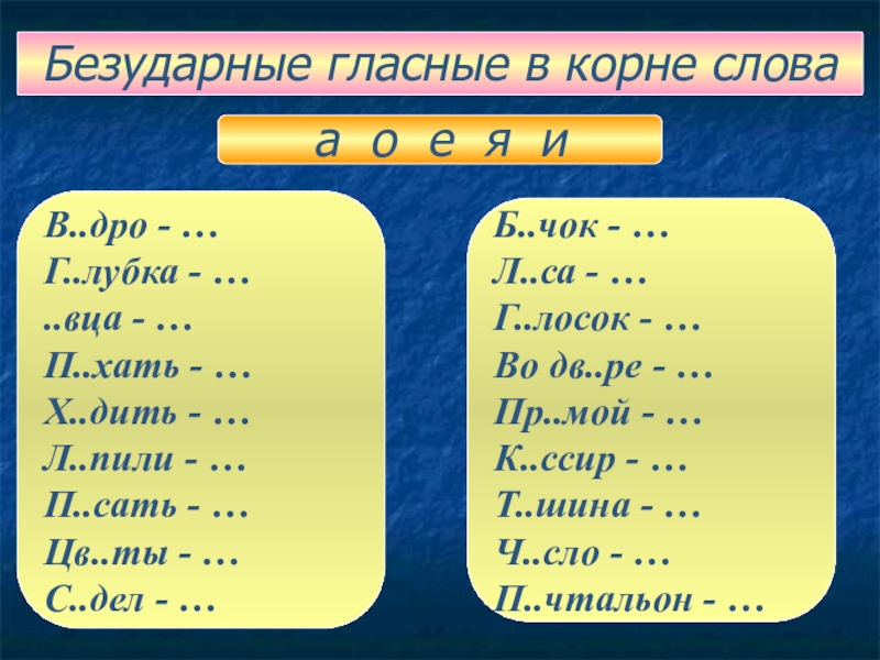 Проверяемые гласные в корне слова презентация