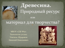 Презентация по технологии Древесина - материал для творчества (5 класс)