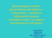 Организация учебно-воспитательной работы, с учащимися с ОВЗ в условиях инклюзивного образования