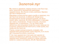 Творческое изложение текста Золотой луг М.М.Пришвина