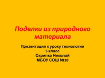 Презентация по технологии на тему  Поделки из природного материала