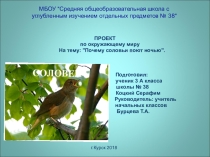 Презентация по окружающему миру на тему  Почему соловьи ночью поют