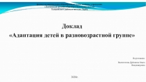 Доклад Адаптация детей в разновозрастной группе