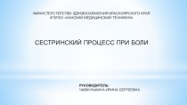 Презентация по ПМ. 04. на тему: Сестринский процесс при боли
