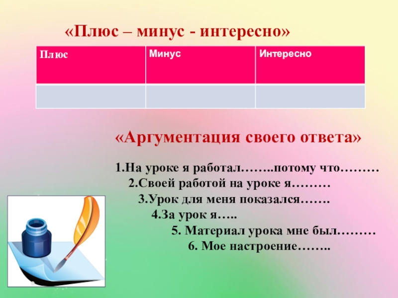 Плюс и минус ответы. Плюс минус интересно. Рефлексия плюс минус интересно. Плюс минус интересно рефлексия на уроке. Прием плюс минус интересно.