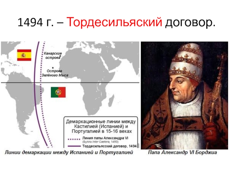 Тордесильясский договор карта