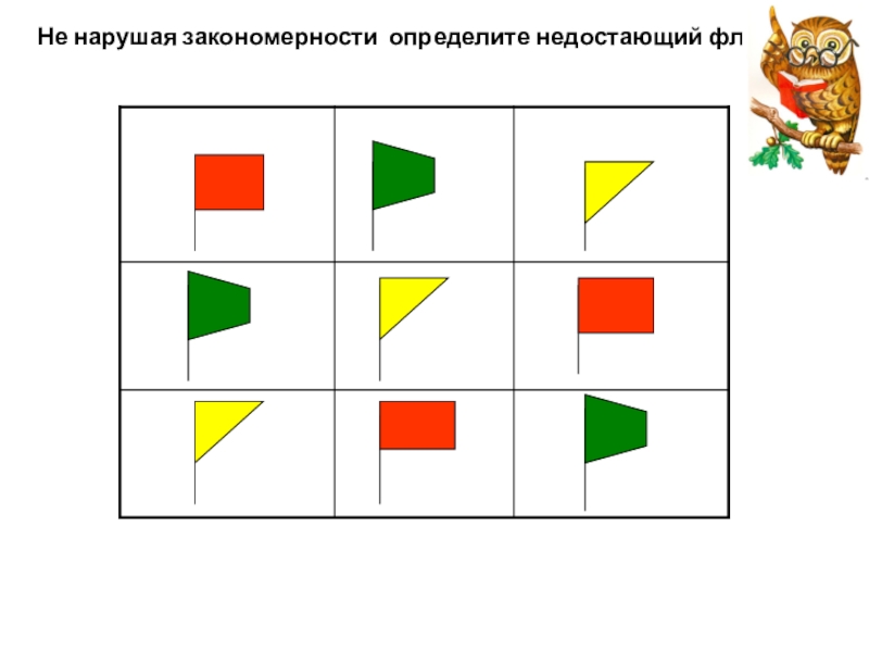 По какому правилу следуют друг за другом флажки в гирлянде нарисуй недостающие флажки