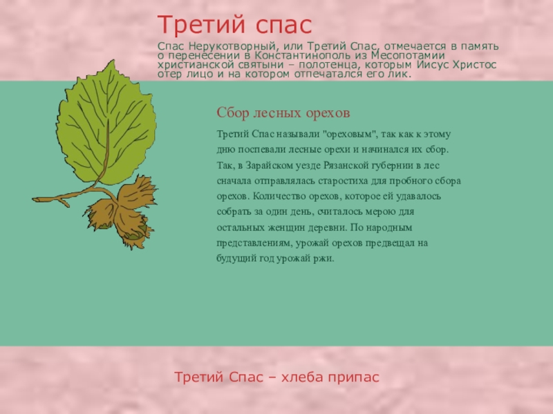 Презентация про православные праздники Сбор лесных ореховТретий Спас называли Сбор лесных ореховТретий Спас называли