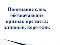 Понимание слов, обозначающих признак предмета: длинный, короткий