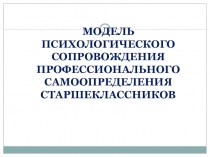 МОДЕЛЬ ПСИХОЛОГИЧЕСКОГО СОПРОВОЖДЕНИЯ ПРОФЕССИОНАЛЬНОГО САМООПРЕДЕЛЕНИЯ СТАРШЕКЛАССНИКОВ