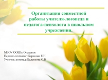 Организация совместной работы учителя-логопеда и педагога-психолога в школьном учреждении.