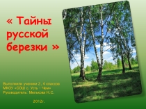 Презентация к проекту Тайны русской березки