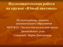 Исследовательская работа на кружке Юный цветовод