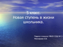 Презентация 5 класс. Новая ступень в жизни школьника