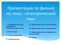 Презентация по физике на тему Электрический ток (8, 10 классы)