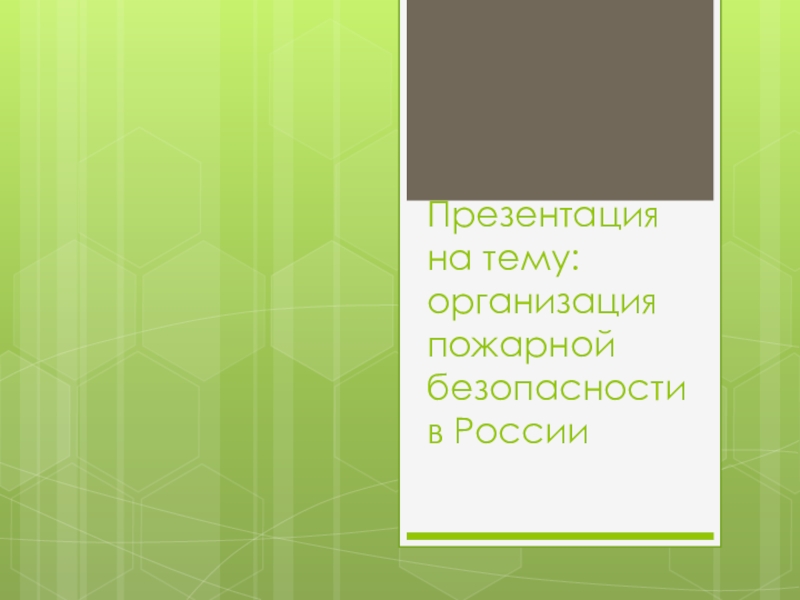 Презентация Организация пожарной безопасности в