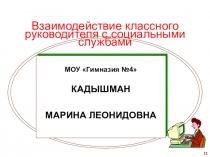 Взаимодействие классного руководителя с социальными службами