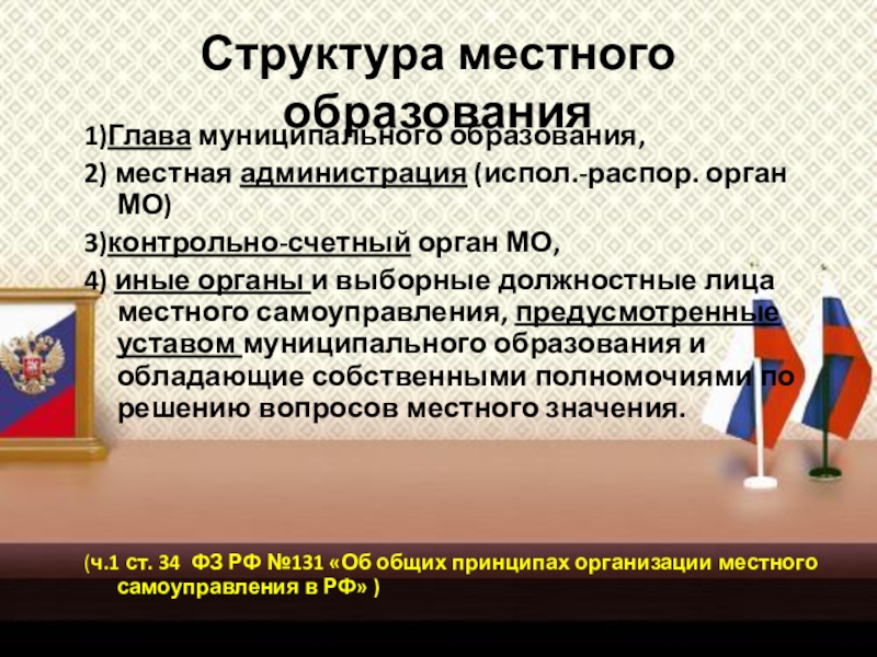 Органы местного самоуправления и должностные лица местного самоуправления презентация