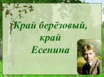 Презентация к занятию по теме: С.А. Есенин