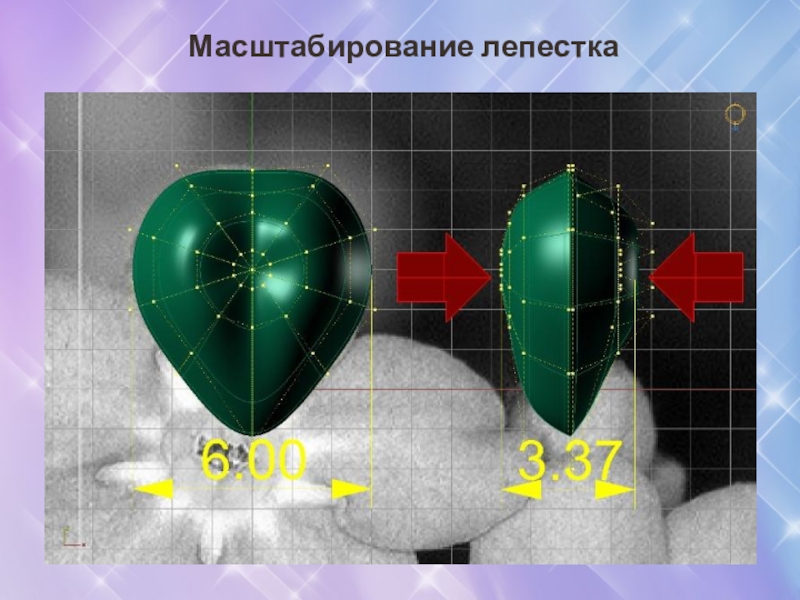 Презентация по 3D моделированию ювелирных изделий Масштабирование лепестка Масштабирование лепестка