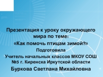 Презентация к уроку окружающего мира в 1 классе по теме Как помочь птицам зимой?