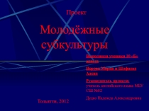 Проект-презентация Молодежные субкультуры популярные у подростков на английском языке