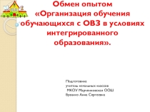 Обмен опытом Организация обучения обучающихся с ОВЗ в условиях интегрированного образования.