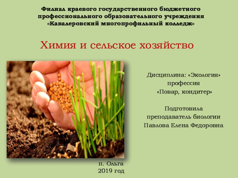 Презентация Презентация по экологии Химия и сельское хозяйство