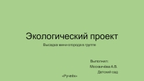 Экологический проект Высадка мини-огорода в группе