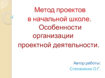 Презентация Проектная деятельность в начальной школе