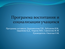 Программа воспитания и социализации учащихся