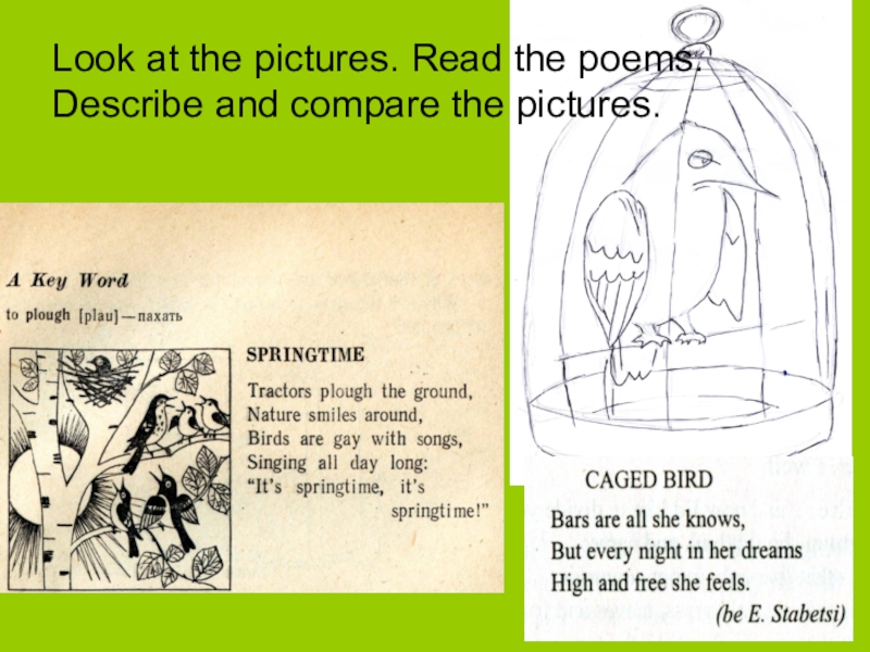 The Earth needs a friend, doesn't it? Look at the pictures. Read the poems. Describe and compare the pictures. Look at the pictures. Read the poems. Describe and compare the pictures.