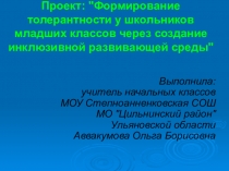 Формирование толерантности у школьников младших классов через создание инклюзивной развивающей среды