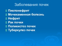 Презентация по биологии на тему Заболевания органов мочевыделительной системы