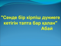 Сен де бір кірпіш дүниеге кетігін тапта бар қалан